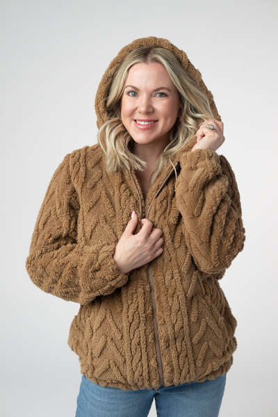 IN STOCK Fuzzy Sherpa Fullzip Hoodie - Maple