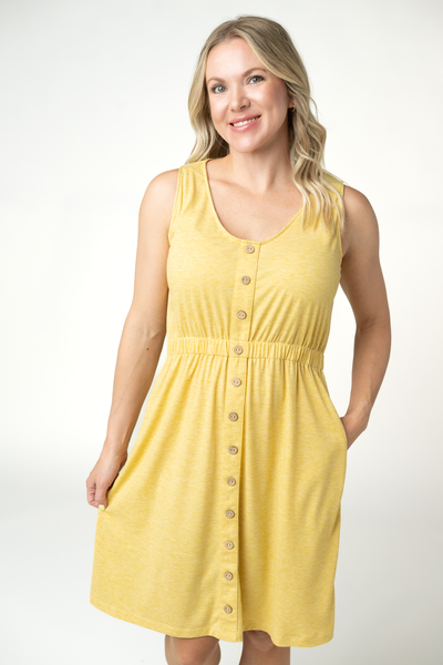 IN STOCK Beverly Button Dress - Yellow - Pumpkin Patch Co