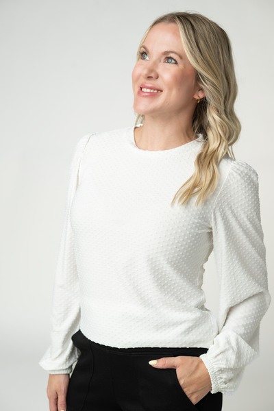 IN STOCK Miranda Dot Top - White