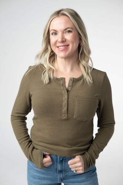 IN STOCK Georgia Long Sleeve Top - Olive - Pumpkin Patch Co