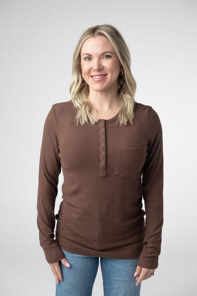IN STOCK Georgia Long Sleeve Top - Brown - Pumpkin Patch Co