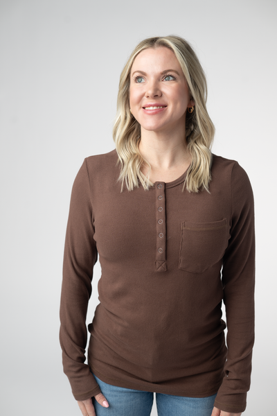 IN STOCK Georgia Long Sleeve Top - Brown - Pumpkin Patch Co