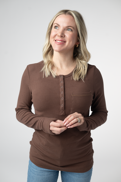 IN STOCK Georgia Long Sleeve Top - Brown - Pumpkin Patch Co