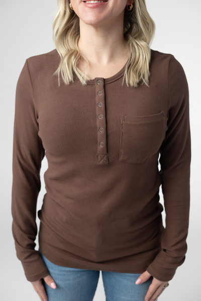 IN STOCK Georgia Long Sleeve Top - Brown - Pumpkin Patch Co