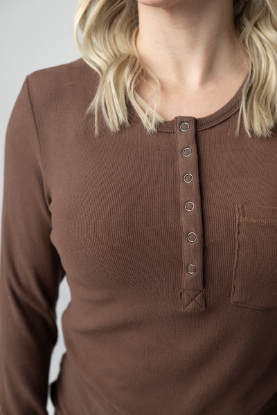 IN STOCK Georgia Long Sleeve Top - Brown - Pumpkin Patch Co