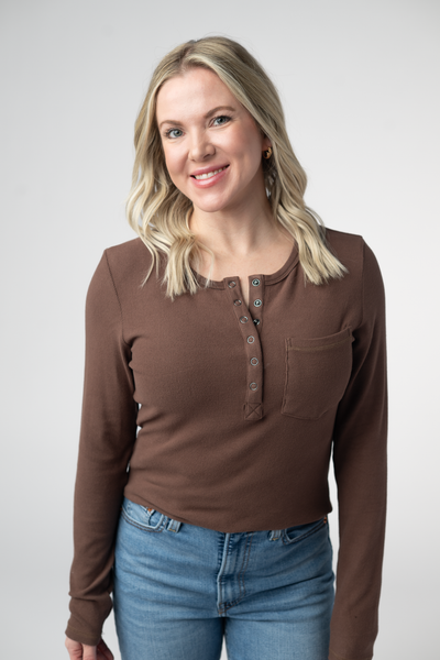 IN STOCK Georgia Long Sleeve Top - Brown - Pumpkin Patch Co