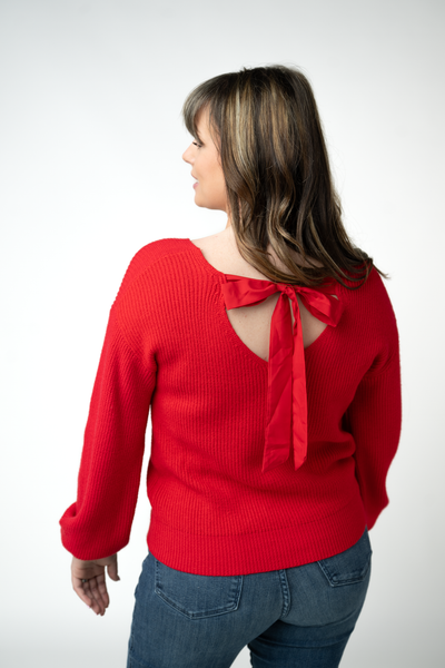 IN STOCK Bethany Bow Knit Sweater - Red