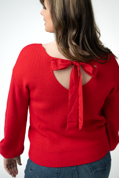 IN STOCK Bethany Bow Knit Sweater - Red
