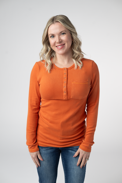 IN STOCK Georgia Long Sleeve Top - Pumpkin Spice - Pumpkin Patch Co