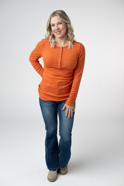 IN STOCK Georgia Long Sleeve Top - Pumpkin Spice - Pumpkin Patch Co