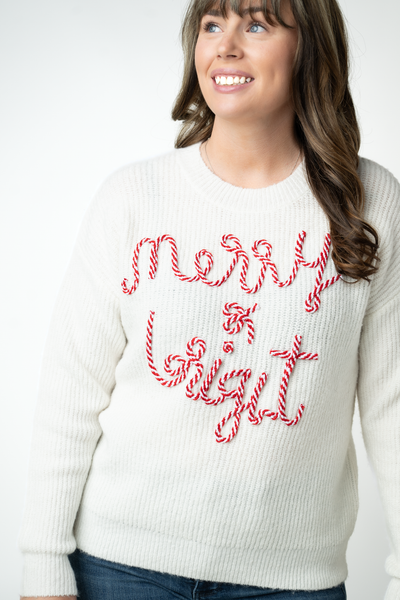 IN STOCK Merry & Bright Candy Cane Sweater