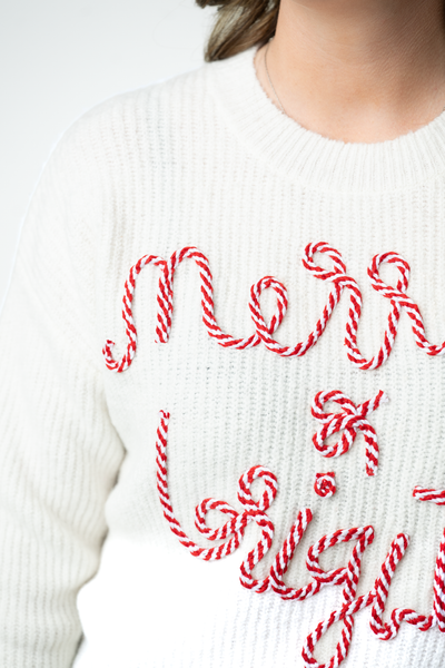 IN STOCK Merry & Bright Candy Cane Sweater