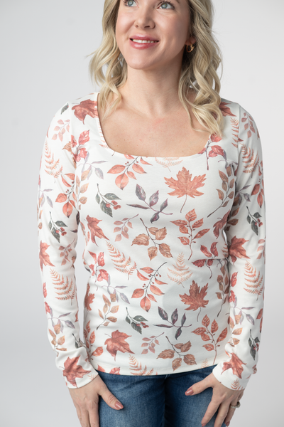 IN STOCK Alyssa Long Sleeve Top - Harvest Leaves