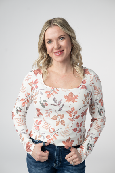IN STOCK Alyssa Long Sleeve Top - Harvest Leaves