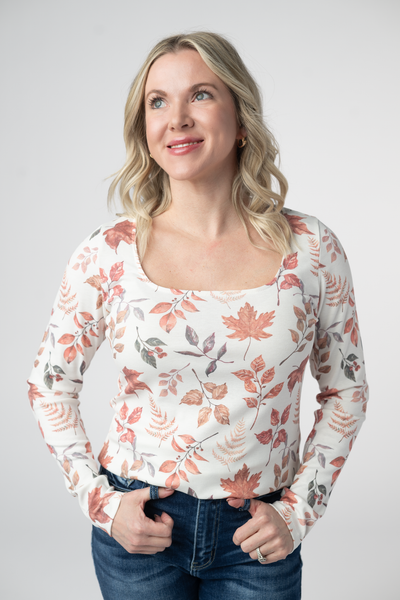 IN STOCK Alyssa Long Sleeve Top - Harvest Leaves
