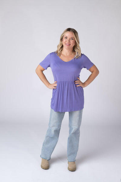 IN STOCK Sarah Ruffle Short Sleeve - Periwinkle Purple - Pumpkin Patch Co