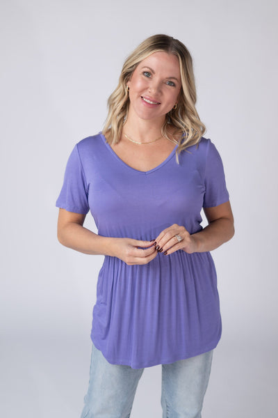 IN STOCK Sarah Ruffle Short Sleeve - Periwinkle Purple - Pumpkin Patch Co