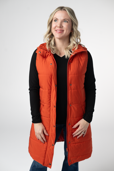 IN STOCK Harlow Long Vest - Pumpkin - Pumpkin Patch Co