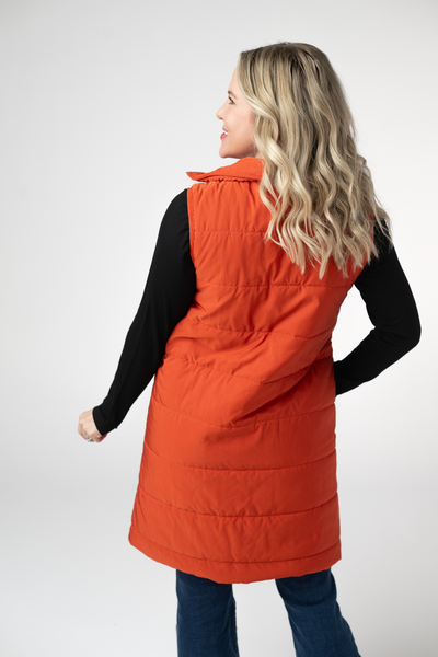 IN STOCK Harlow Long Vest - Pumpkin - Pumpkin Patch Co