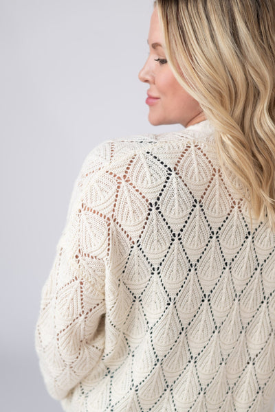 IN STOCK Open Knit Cardigan - Ivory - Pumpkin Patch Co