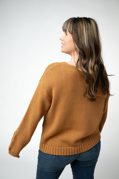 IN STOCK Crochet Sleeve Top - Camel - Pumpkin Patch Co