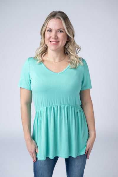 IN STOCK Sarah Ruffle Short Sleeve - Turquoise - Pumpkin Patch Co