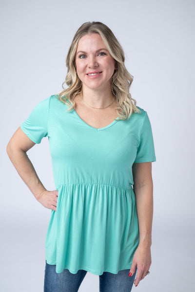 IN STOCK Sarah Ruffle Short Sleeve - Turquoise - Pumpkin Patch Co