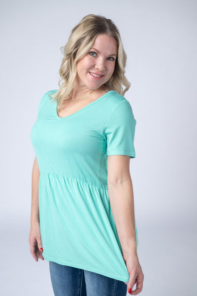 IN STOCK Sarah Ruffle Short Sleeve - Turquoise - Pumpkin Patch Co