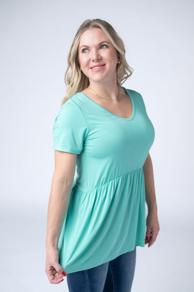 IN STOCK Sarah Ruffle Short Sleeve - Turquoise - Pumpkin Patch Co