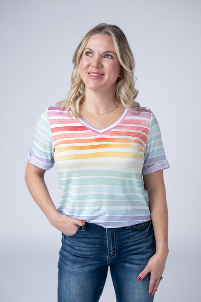 IN STOCK Sophie Top - Rainbow Stripes