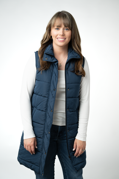 IN STOCK Harlow Long Vest - Navy