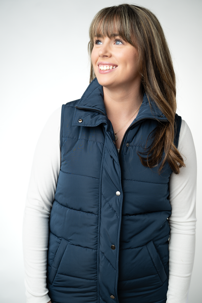 IN STOCK Harlow Long Vest - Navy