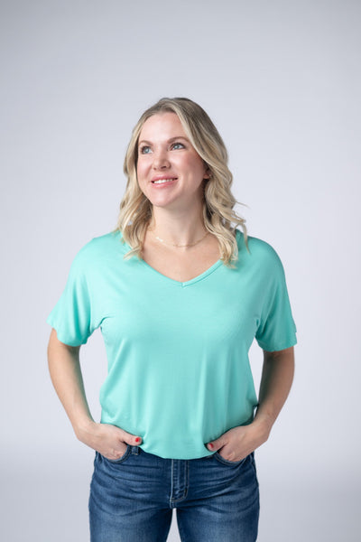 IN STOCK Chloe Cozy Tee - Turquoise - Pumpkin Patch Co