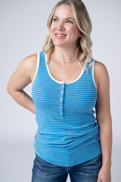 IN STOCK Shiloh Button Snap Tank - Ocean Blue - Pumpkin Patch Co