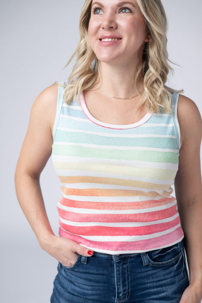 IN STOCK Ava Tank - Rainbow Stripes - Pumpkin Patch Co