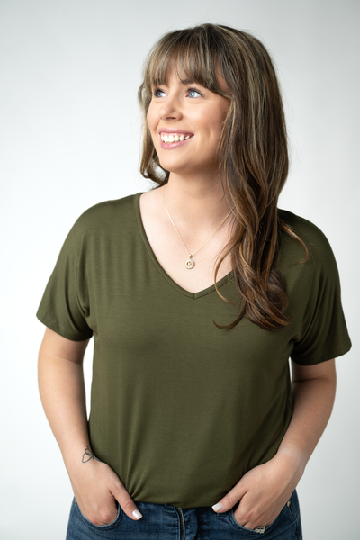 IN STOCK Chloe Cozy Top - Dark Olive - Pumpkin Patch Co