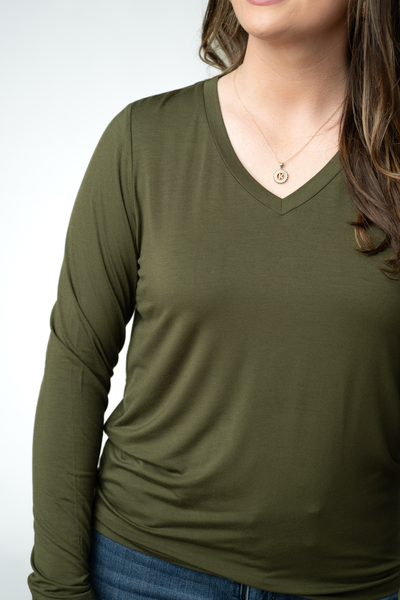 IN STOCK Larissa Long Sleeve - Dark Olive - Pumpkin Patch Co