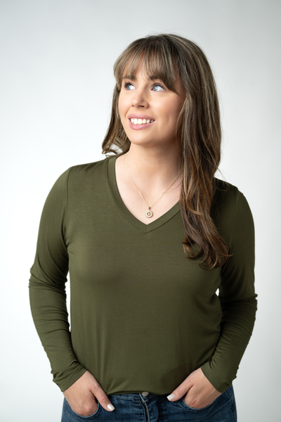 IN STOCK Larissa Long Sleeve - Dark Olive - Pumpkin Patch Co