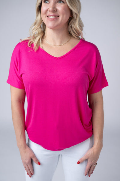 IN STOCK Chloe Cozy Tee - Hot Pink - Pumpkin Patch Co