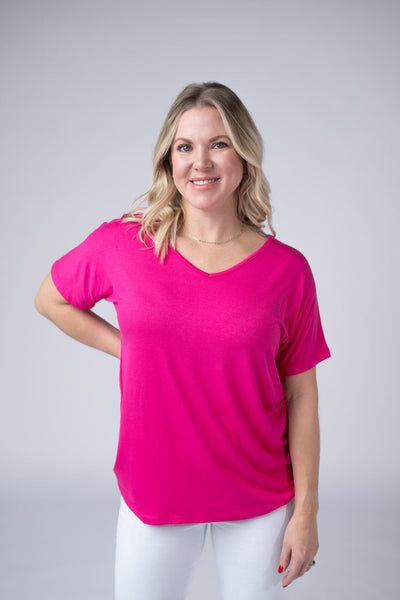 IN STOCK Chloe Cozy Tee - Hot Pink - Pumpkin Patch Co