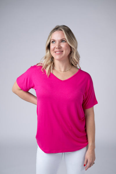 IN STOCK Chloe Cozy Tee - Hot Pink - Pumpkin Patch Co