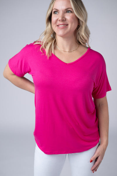 IN STOCK Chloe Cozy Tee - Hot Pink - Pumpkin Patch Co