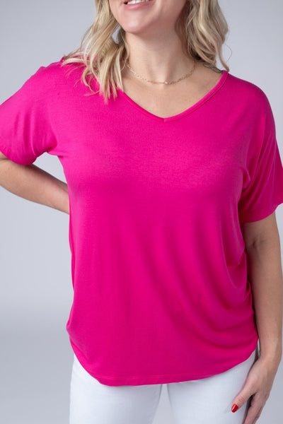 IN STOCK Chloe Cozy Tee - Hot Pink - Pumpkin Patch Co