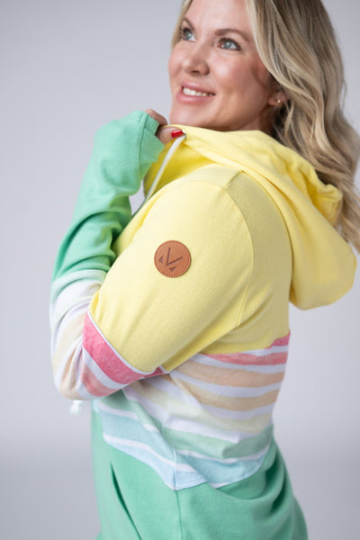IN STOCK Colorblock Fullzip - Yellow, Rainbow Stripes, and Lime - Pumpkin Patch Co