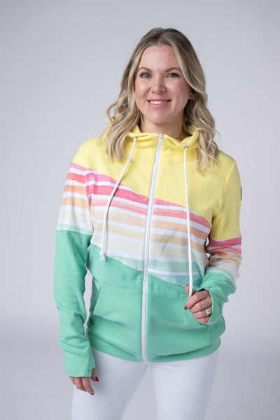 IN STOCK Colorblock Fullzip - Yellow, Rainbow Stripes, and Lime - Pumpkin Patch Co