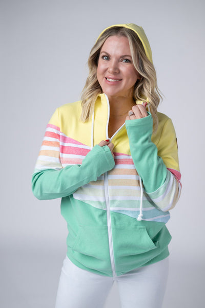 IN STOCK Colorblock Fullzip - Yellow, Rainbow Stripes, and Lime - Pumpkin Patch Co