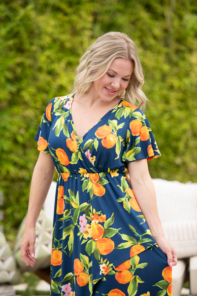 IN STOCK Harley High-Low Dress - Navy Citrus - Pumpkin Patch Co
