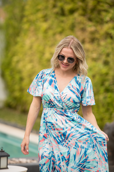 IN STOCK Millie Maxi Dress - Abstract Aqua Breeze - Pumpkin Patch Co