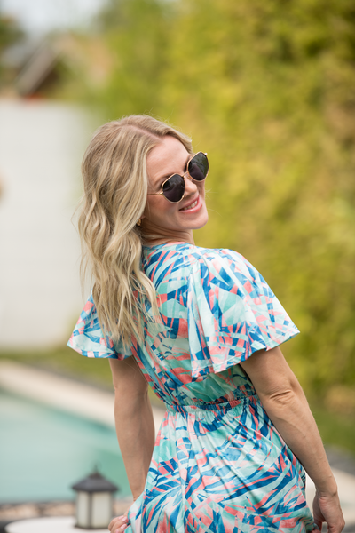 IN STOCK Millie Maxi Dress - Abstract Aqua Breeze - Pumpkin Patch Co