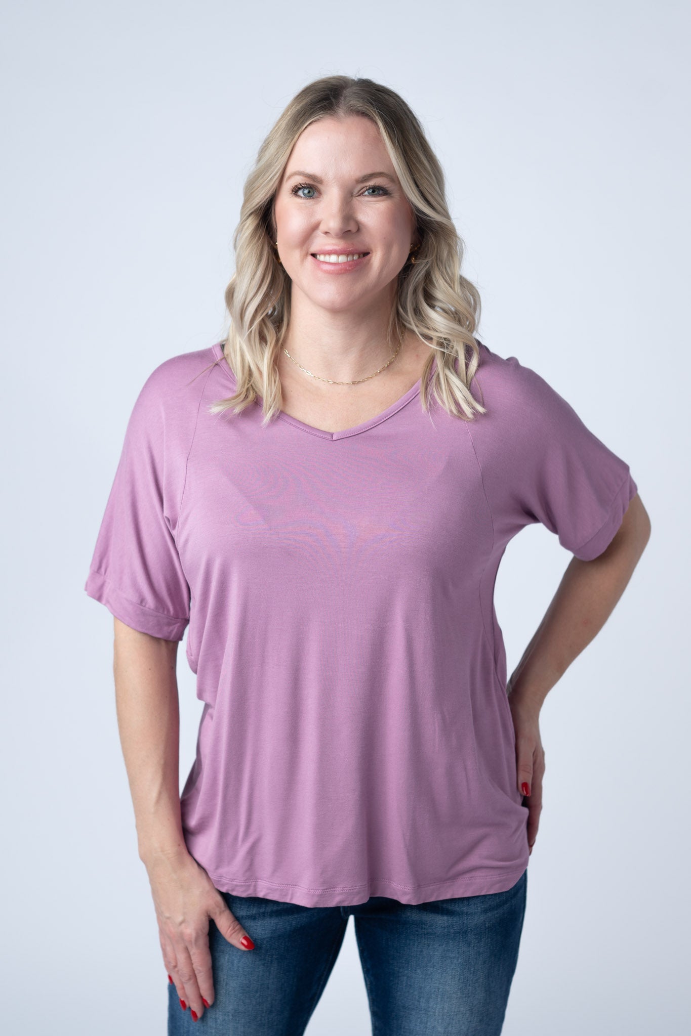 IN STOCK Bamboo V Neck Tee - Pink